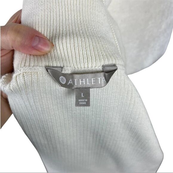 Athleta Mesa Hybrid Sweater Dress in Dove White Merino Wool Blend Style 38342 L - Picture 12 of 13